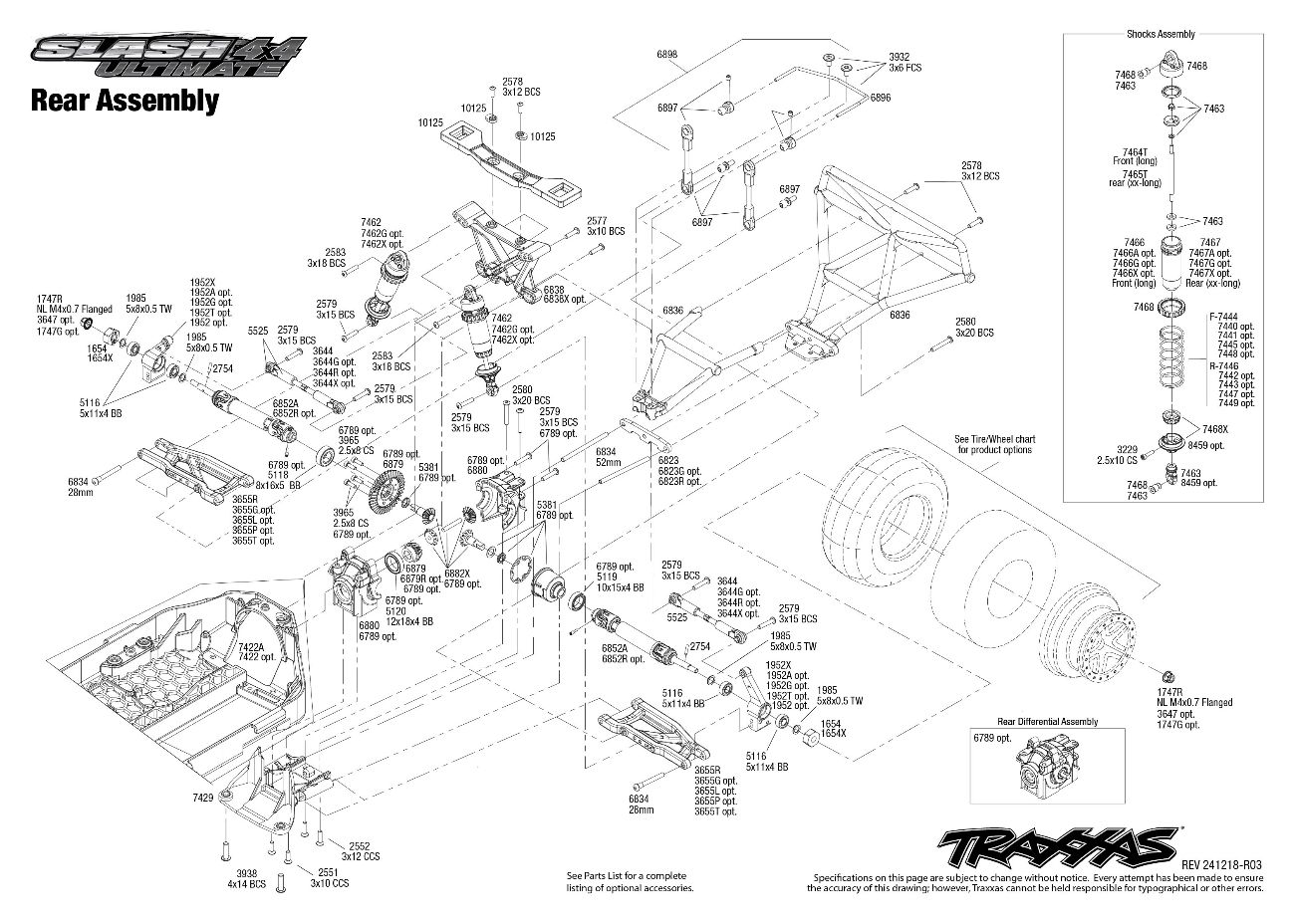 Slash 4X4 Ultimate (68277-4) Rear Assembly Exploded View Slash 4X4 Ultimate (68277-4) Rear Assembly Exploded View